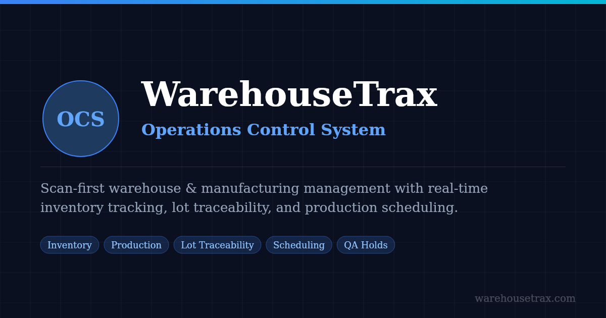 OCS — Operations Control System | WarehouseTrax